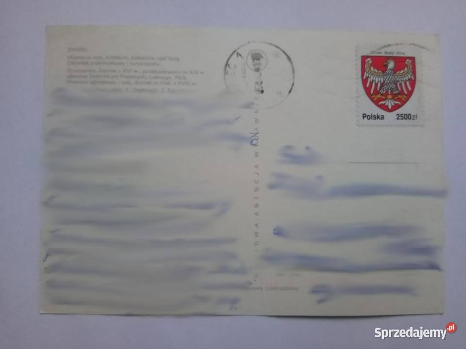 Pocztówka z Żywca lata 80te PRLu znaczek Orzeł Dąbrowa Górnicza