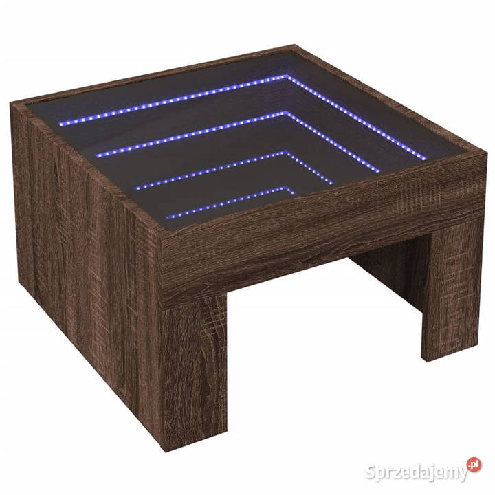 Stolik kawowy z LED Infinity brązowy dąb Stoły Warszawa