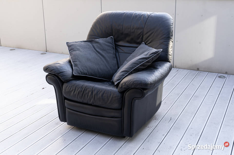 Luksusowy czarny fotel rozkładany recliner lazyboy skórza