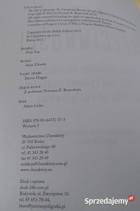 Dar przeciwności nieoczekiwane korzyści Norman E Gdańsk sprzedam