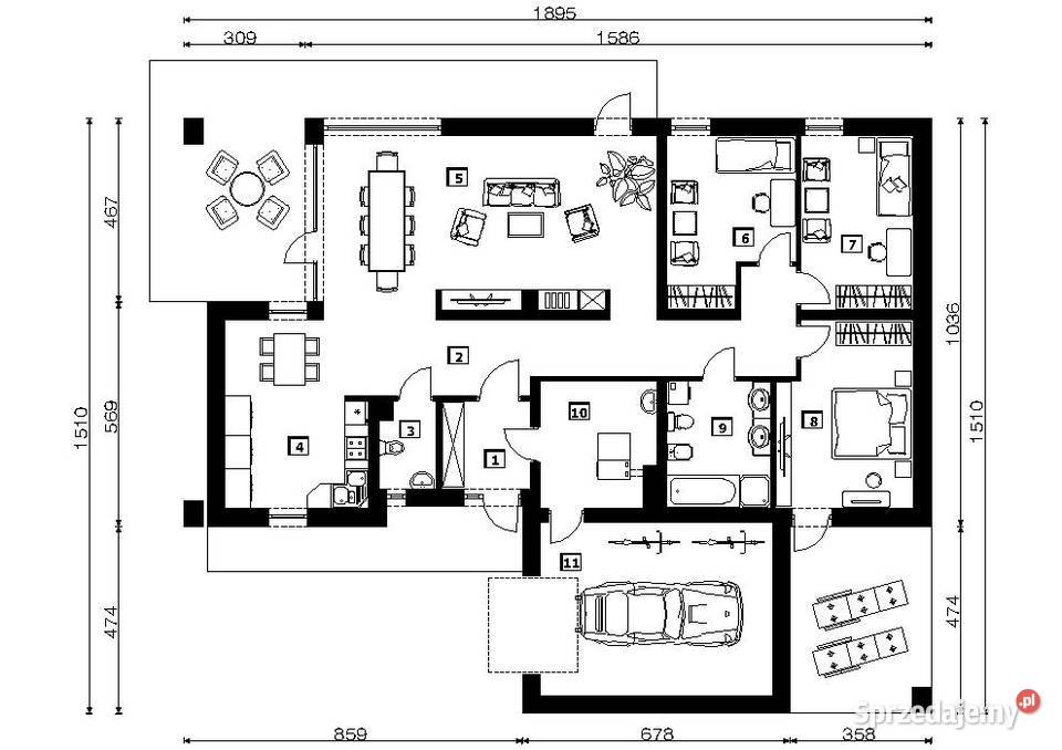 PROJEKT DOMU PARTEROWEGO W STYLU WSPÓŁCZESNYM Kraków