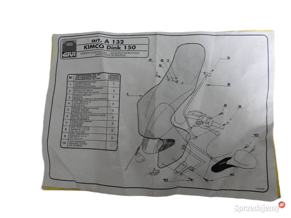 STELAŻ UCHWYT MOCOWANIE SZYBY GIVI KYMCO DINK Bielsk Podlaski
