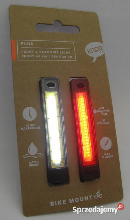 Zestaw Lampek Oświetlenie LED USB Knog Przód Tył Drezdenko