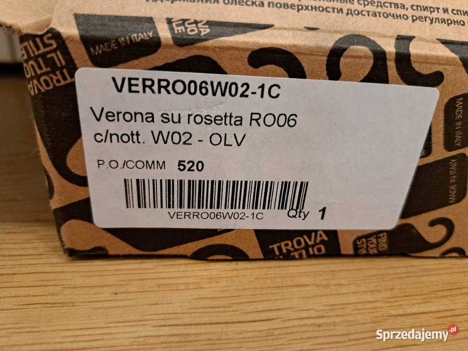 Klamka złota Verona rozeta połysk włoska NOWA