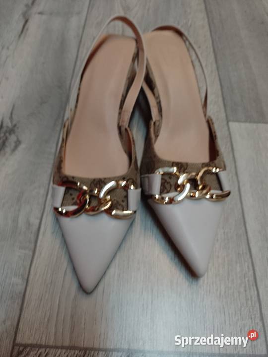 4041 Ekskluzywne czolenka Wieczorowe z odkrytą tkanina Czółenka Kraków