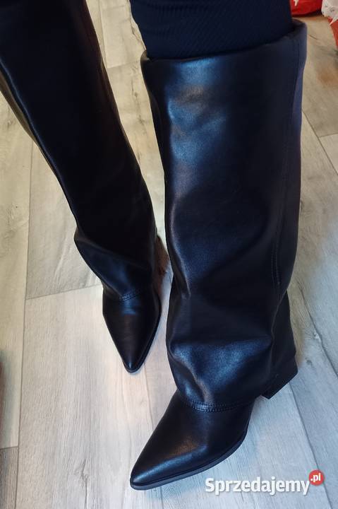 4142 Ekskluzywne czarne wygodne Kozaki kowbojki Kraków