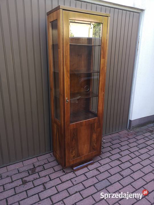 Witryna Biblioteka Słupek ArtDeco Orzech Stary Swarzędz