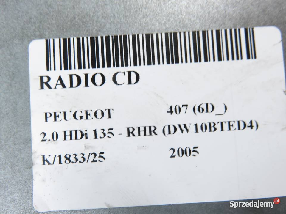 RADIO PEUGEOT 407 6D 7645113392 sprzedam
