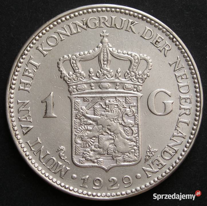 HOLANDIA 1 GULDEN 1929 KRÓLOWA WILHELMINA SREBRO Numizmatyka łódzkie Łódź sprzedam