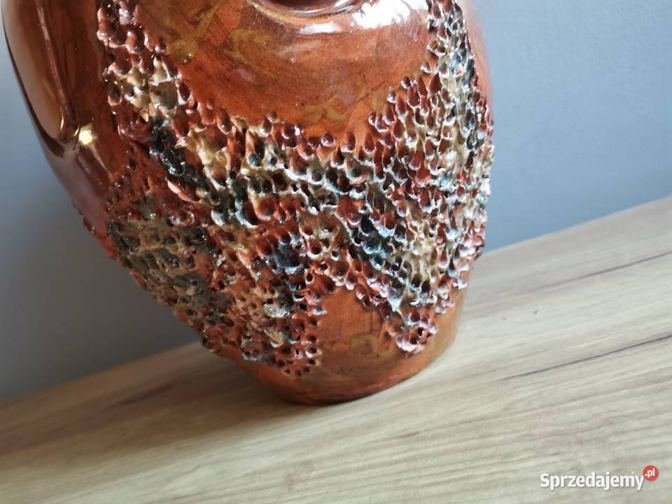 Stary duży ciężki wazon ceramika design PRL 1960