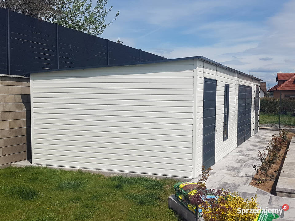 Domek ogrodowy 84 m zadaszenie 24 m biały ciemny Łódź