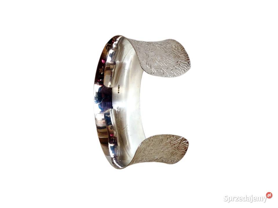 7553 Srebrna Szeroka Grawerowana Bangle