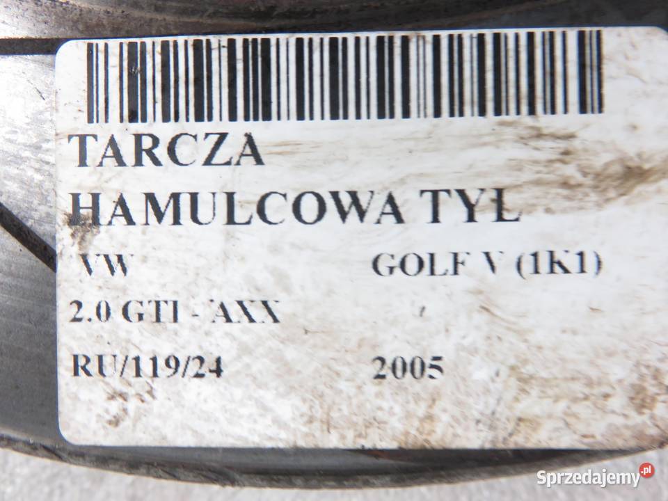 TARCZE HAMULCOWE TYŁ VW GOLF V 20 GTI KBA61338 małopolskie