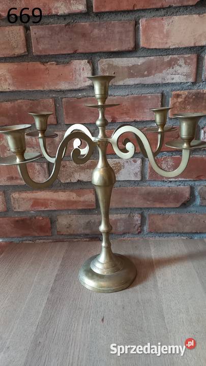 Świecznik mosiężny pięcioramienny Kandelabr 40 Gawroniec sprzedam