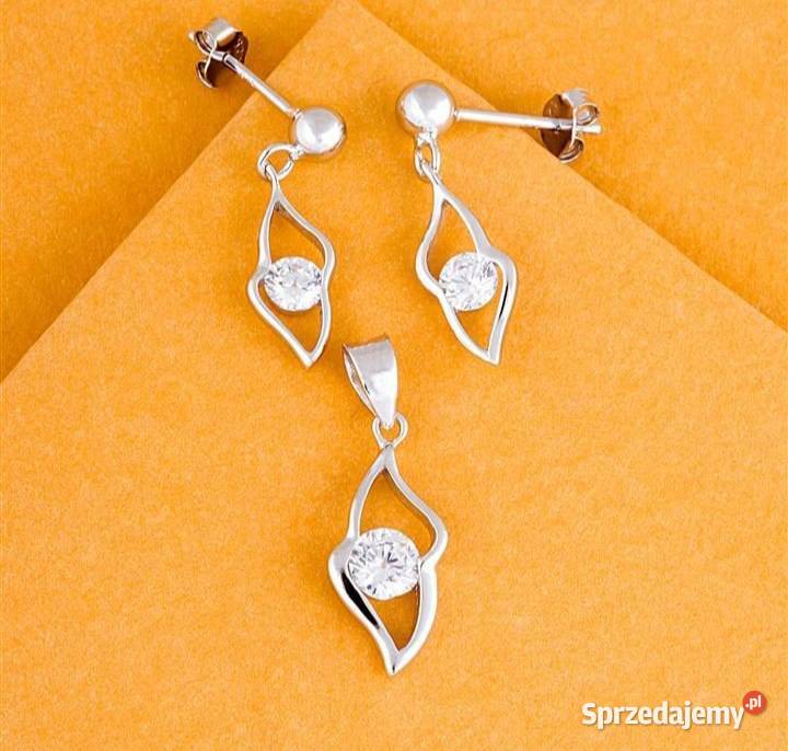 Srebrny komplet kolczyki przywieszka Turek