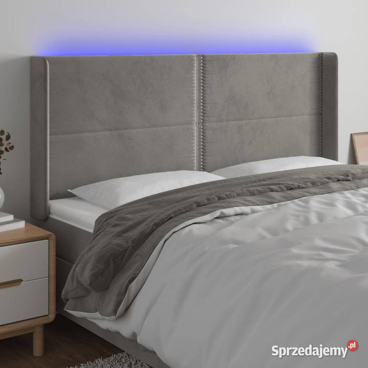 Zagłówek do łóżka z LED jasnoszary 163x16x118128 Warszawa