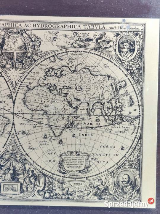 Stylowa Gabinetowa Mapa Świata 1630 Replika