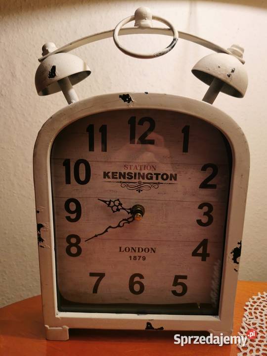 Zegar Kensington Station London biały postarzany Pozostałe Łódź