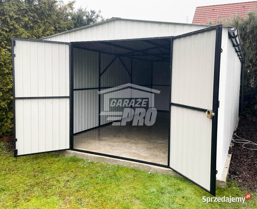 Garaż blaszany 4x6 Brama dwuskrzydłowa Biały Szczecinek