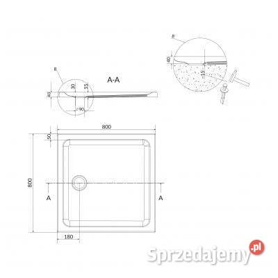 Brodzik kwadratowy 80x80x4 Żabiec