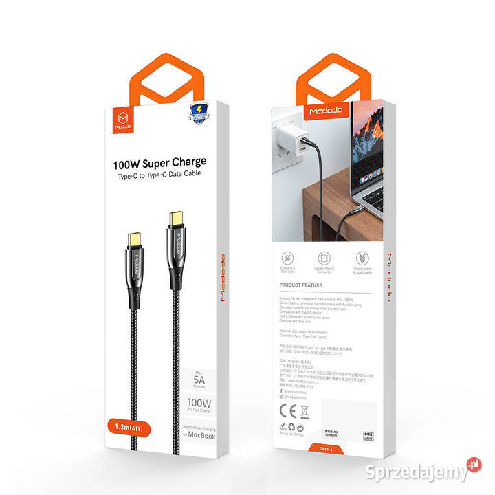 Kabel USBC typC typeC 2m 100W Power Delivery PD Siemianowice Śląskie