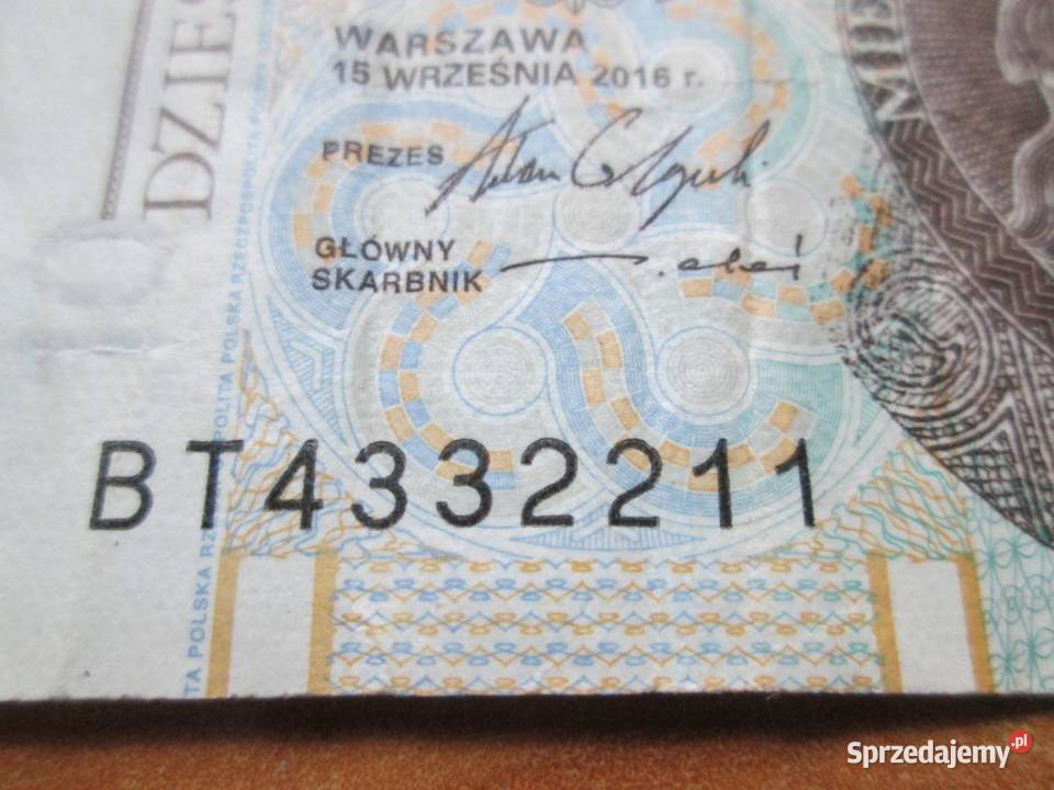 Banknot 10 z ciekawym numerem Sucha