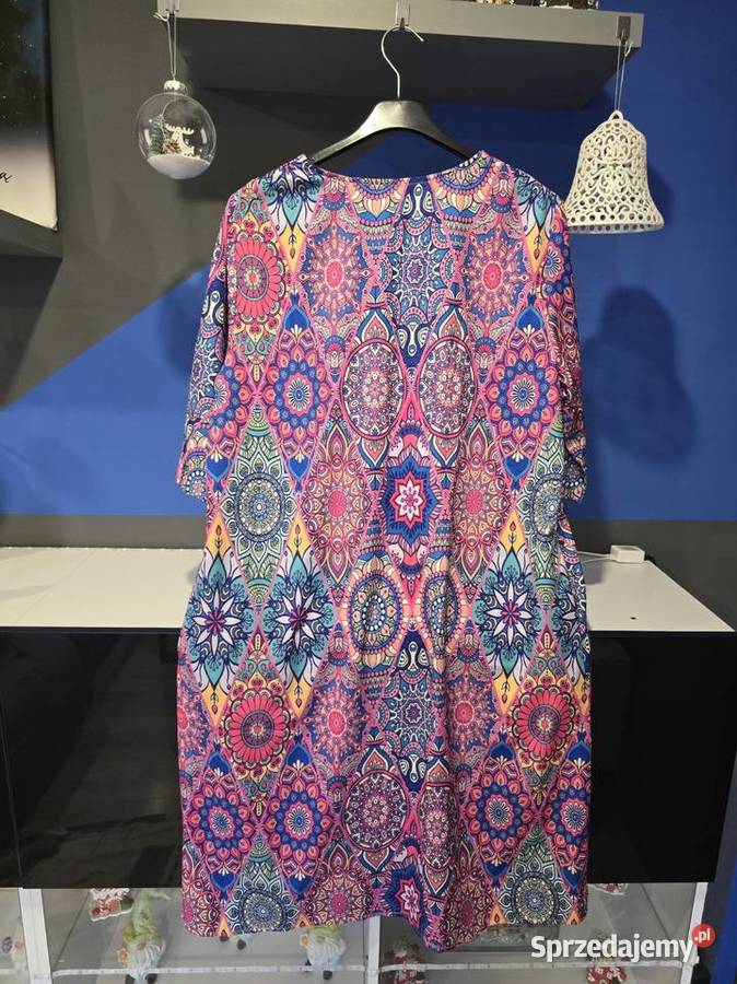 Sukienka boho mandala vintage UNI z kieszeniami