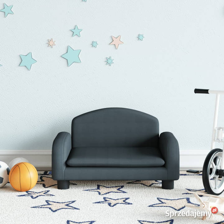 Sofa dzieci ciemnoszara 50x40x30 obita tkaniną Pokój dziecięcy Warszawa sprzedam