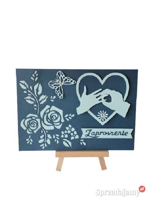 Zaproszenia Ślub Ręce W Sercu B6 Granat Błękit Poznań