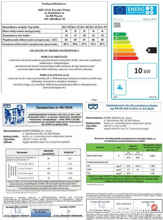 Kocioł co z podajnikiem na ekogroszek 5klasa ekogroszek Pleszew