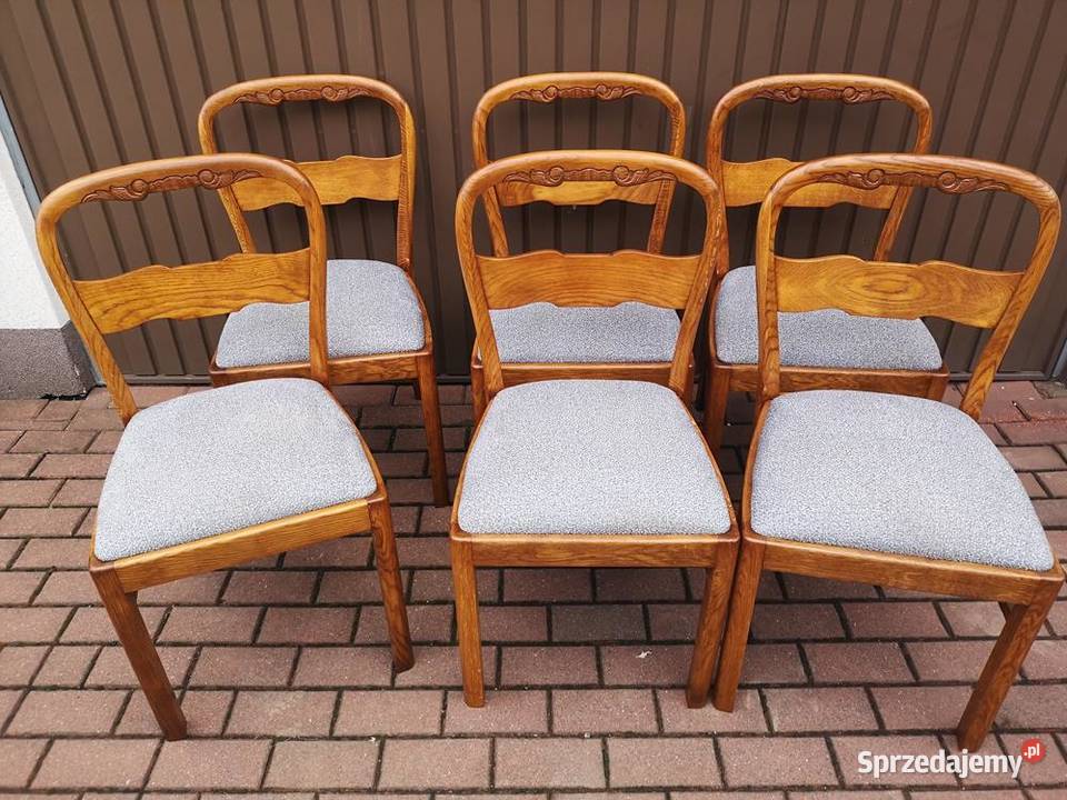 Krzesła ARTDECO Politura 6 Sztuk Stare Antyk Swarzędz