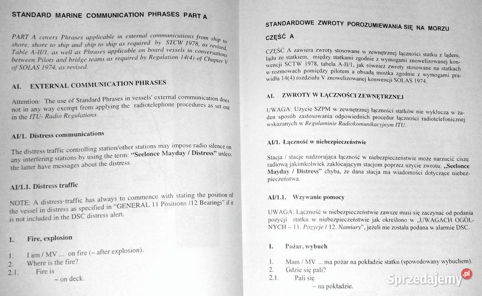 Standardowe zwroty porozumiewania się na morzu Chełm