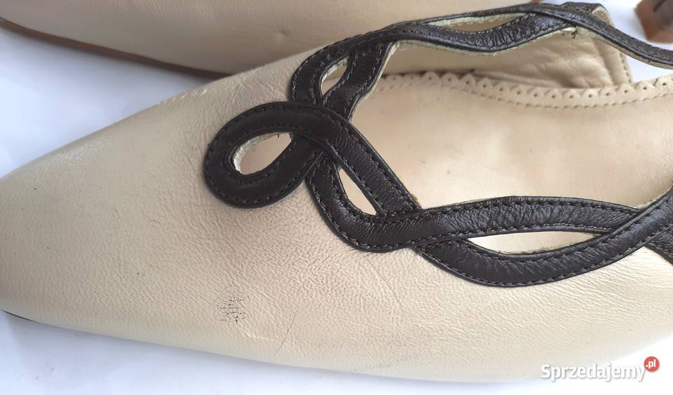39 Sandałki zabudowany przód 24 skóra ecru Sandały i klapki śląskie Gaszowice