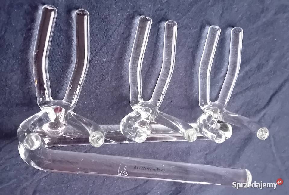 Szklany stojak na fajki ręcznie formowany Ars wielkopolskie Koźminek