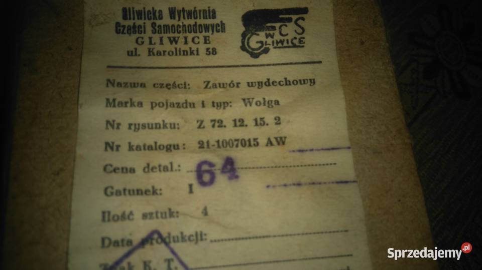Zawór wydechowy Wołga M21 Warszawa
