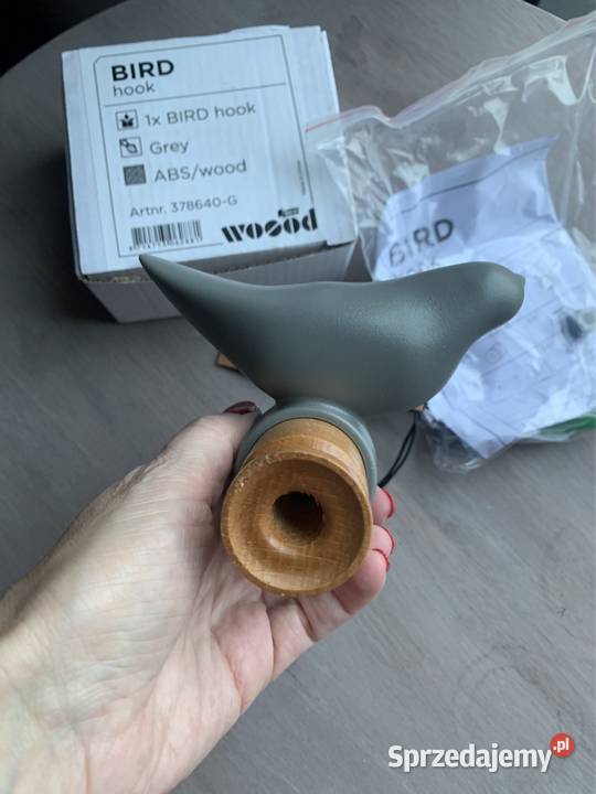 Wieszaczek Wood BIRD szary nowy odcienie szarości Mosty