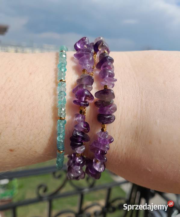 Naszyjnik z kamienia naturalnego ametyst Naszyjniki sprzedam