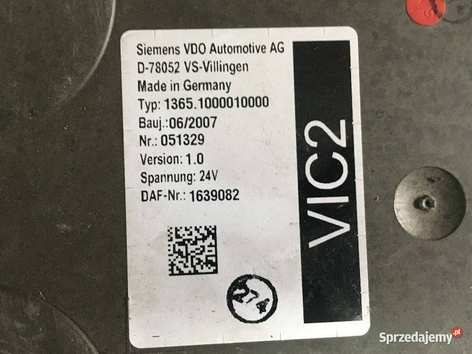 Sterownik Daf CF XF VDO VIC2 Typ 1365 1639082 Maszewo