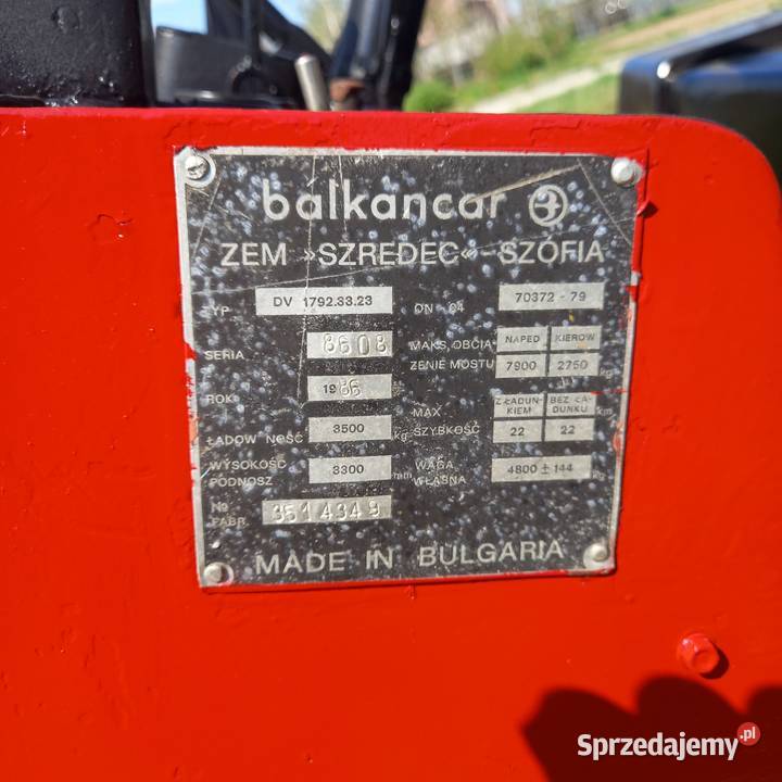 Wozek Widlowy Bulgar DV1792 Udzwig 35T Diesel Leżajsk