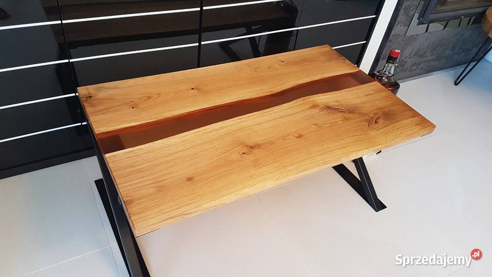 Stolik kawowy dębowy stolik żywica rzeka Warszawa