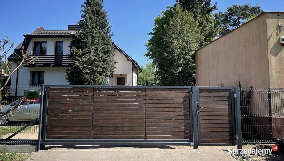 4m Brama przesuwna drewniana drewno metal