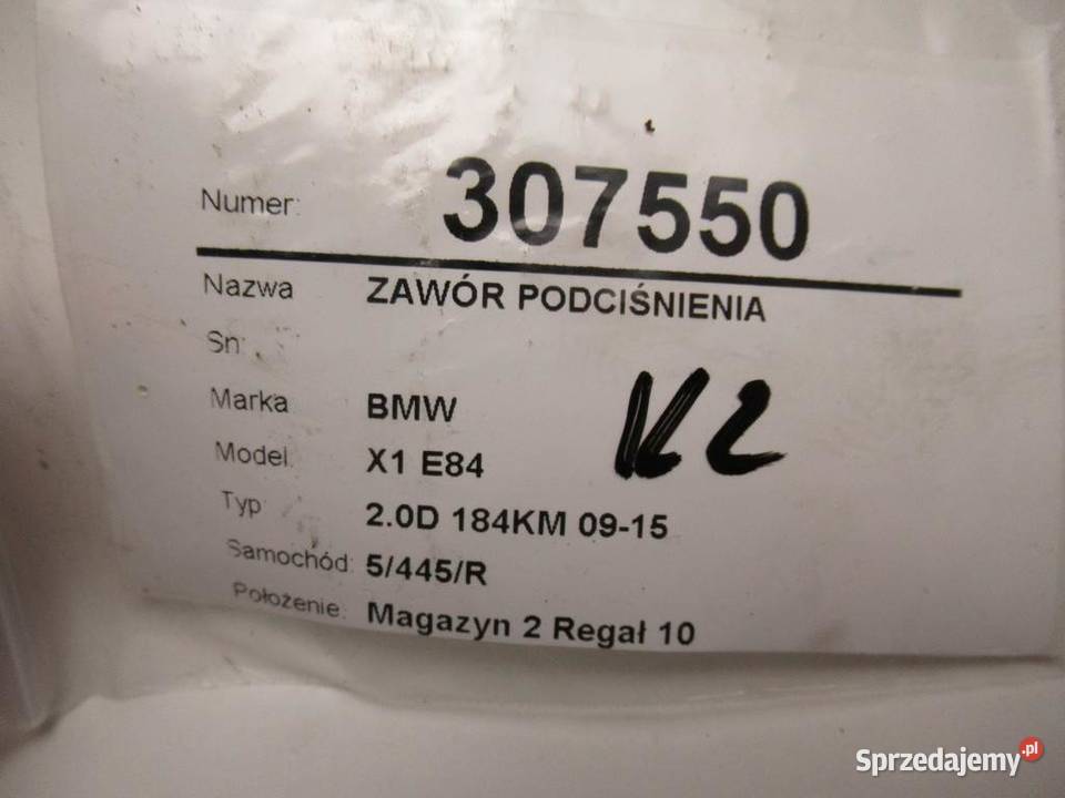 ZAWÓR PODCIŚNIENIA BMW E84 20 184 7810831