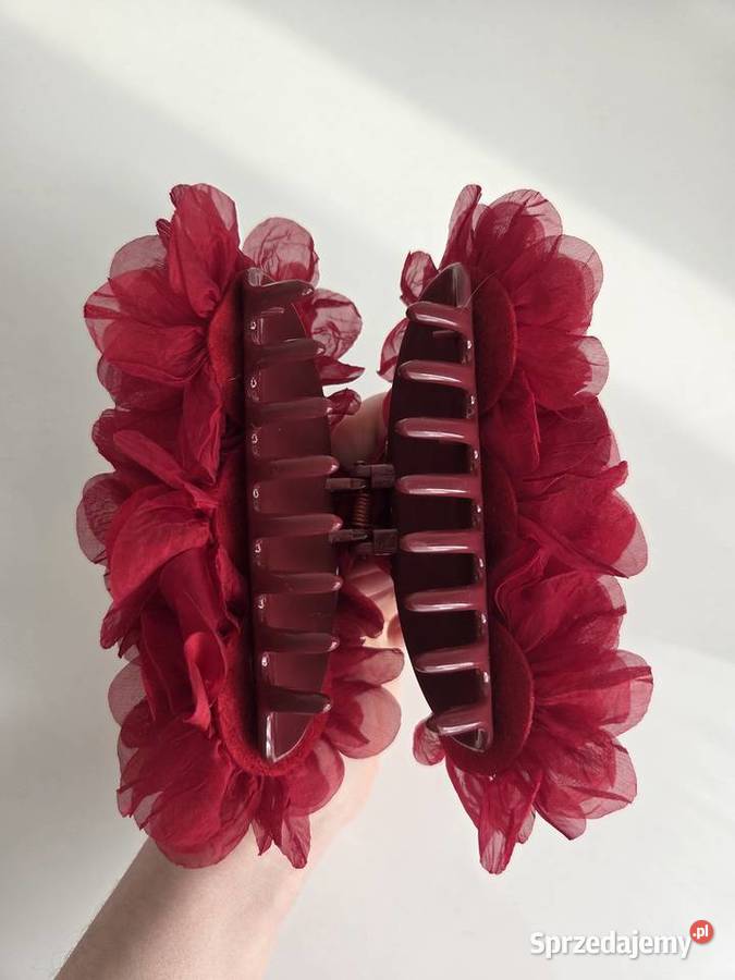 Spinka klamra do włosów kwiaty czerwona małopolskie