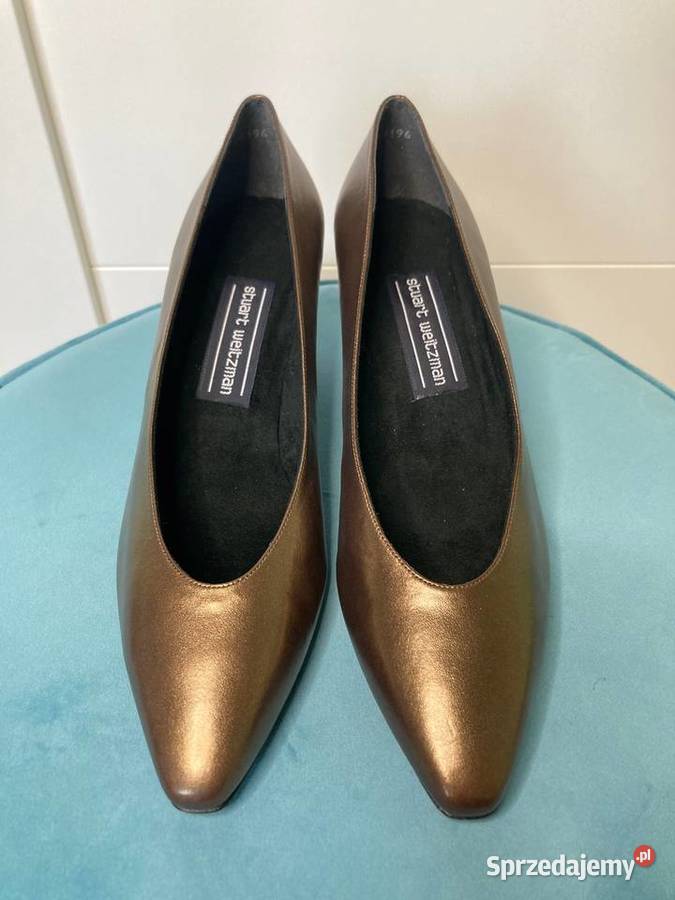 Nowe brązowe metaliczne buty czółenka Stuart skóra Czółenka podkarpackie Nisko