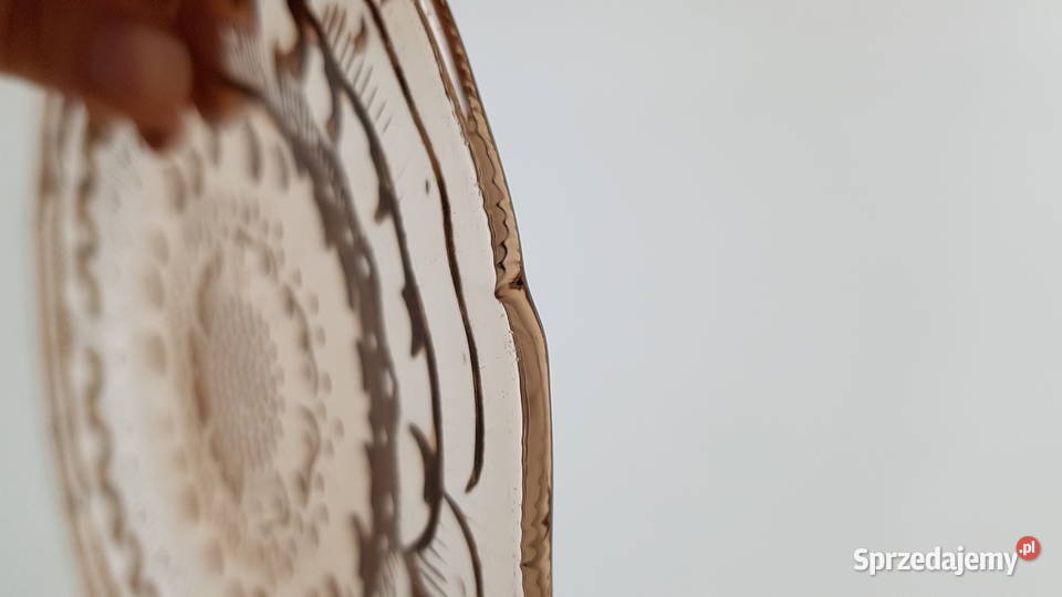 Talerzyki Flora Ząbkowice kolorowe szkło PRL Dąbrowa Górnicza