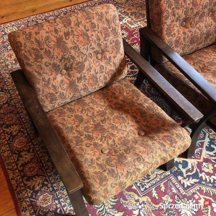 Dwa fotele vintage PRL Radomsko oryginał Kalwaria Zebrzydowska