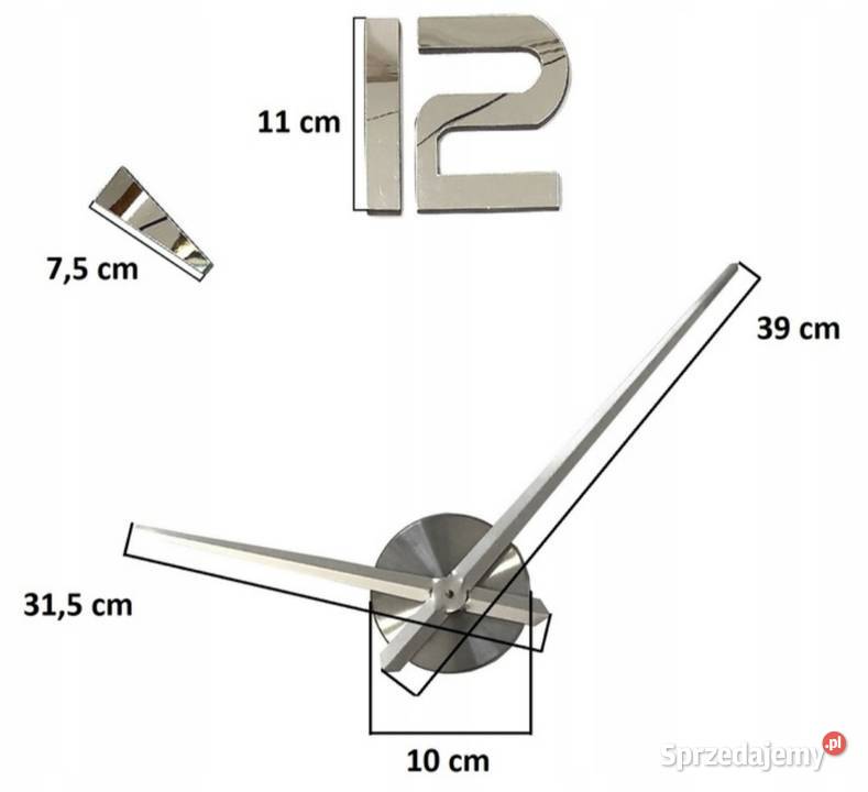 Zegar ścienny zegar na ścianę duży 3D lustrzany ścienny śląskie Mikołów