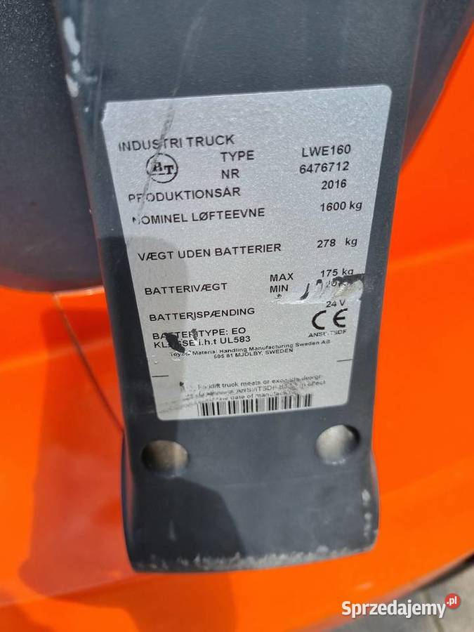 Wózek elektryczny unoszący Toyota LWE 160 udźwig