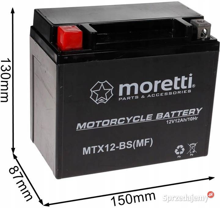 AKUMULATOR MOTOCYKLOWY MORETTI AGM GEL 12AH Akumulatory motocyklowe wielkopolskie Gniezno