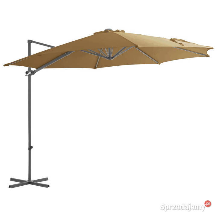 Parasol wiszący ze stalowym słupkiem 300 taupe